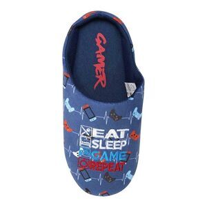 Floso Mens Gamer Game Controller Mule Slippers / Blue